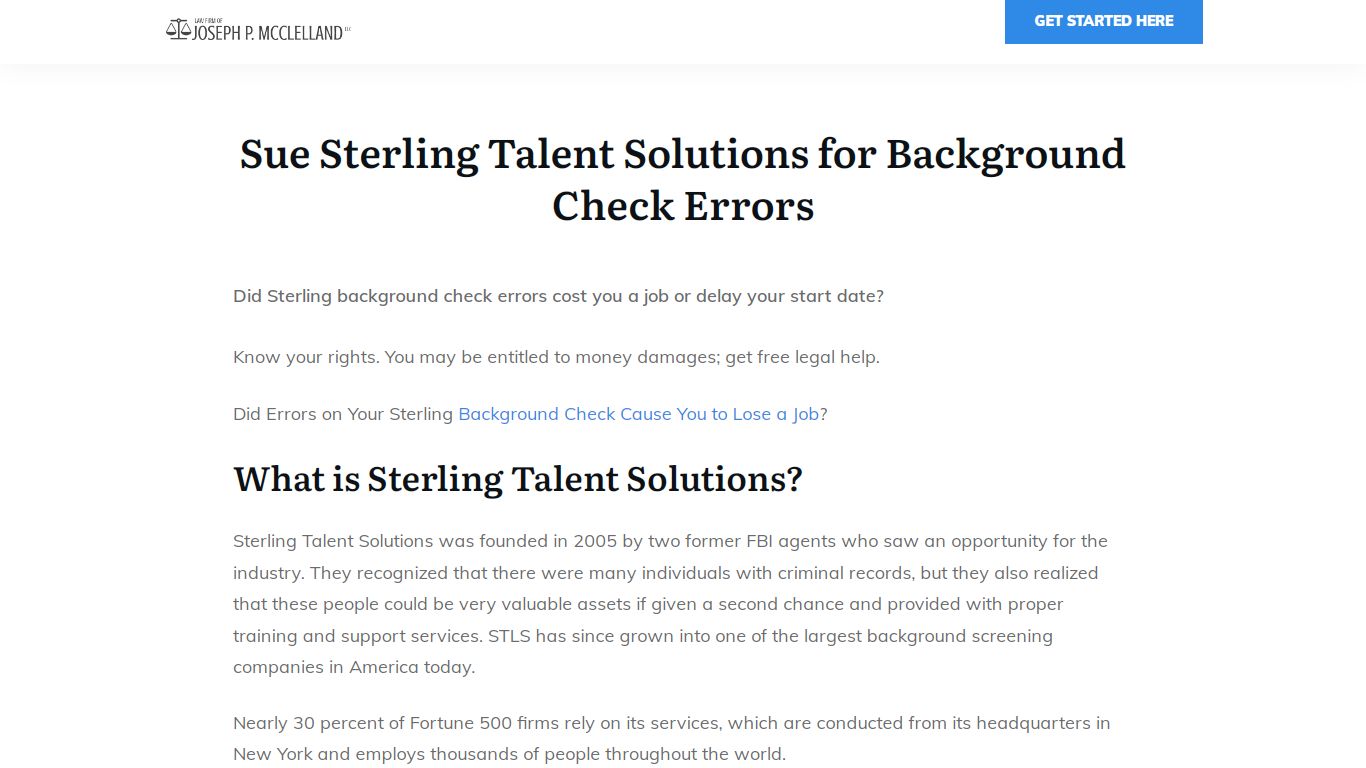 Sterling Background Check Error: Top FACTS - Joseph P. McClelland, LLC